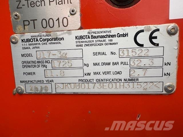 Kubota U17-3 Midikaivukoneet 7t - 12t