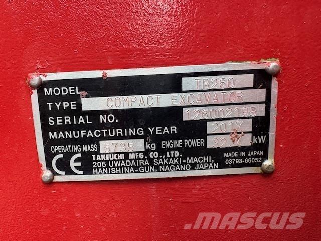 Takeuchi TB260 Midikaivukoneet 7t - 12t