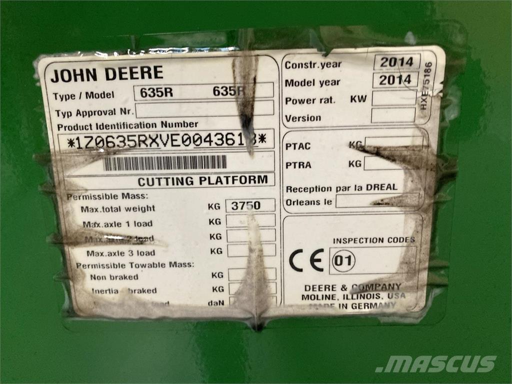 John Deere 635R Leikkuupöydät