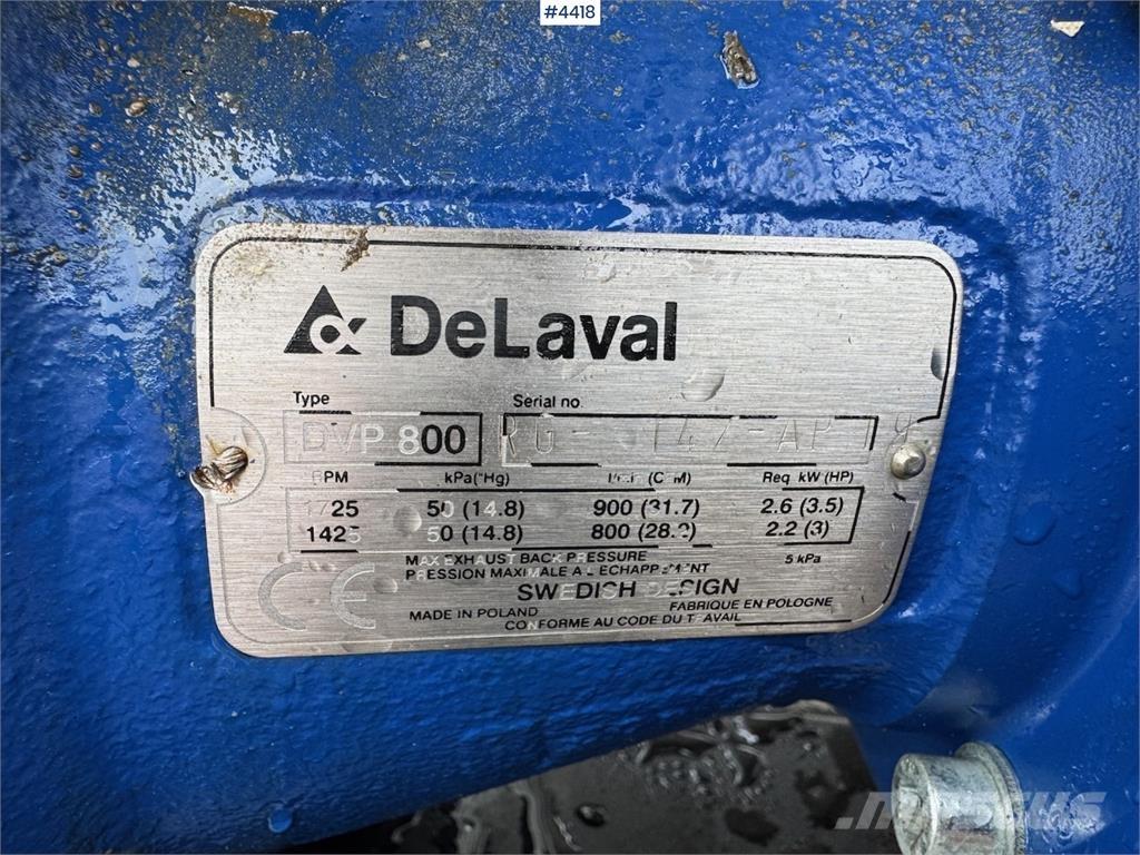 Delaval DVP 800 Lisävarusteet ja komponentit