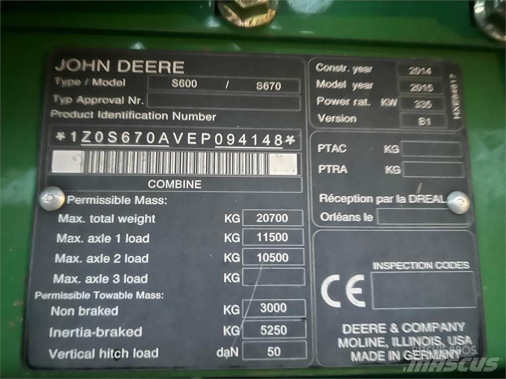 John Deere S670i Leikkuupuimurit