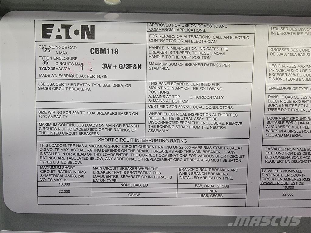 Eaton CBM118 Muut koneet