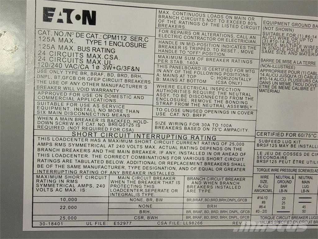 Eaton PM112 Muut koneet