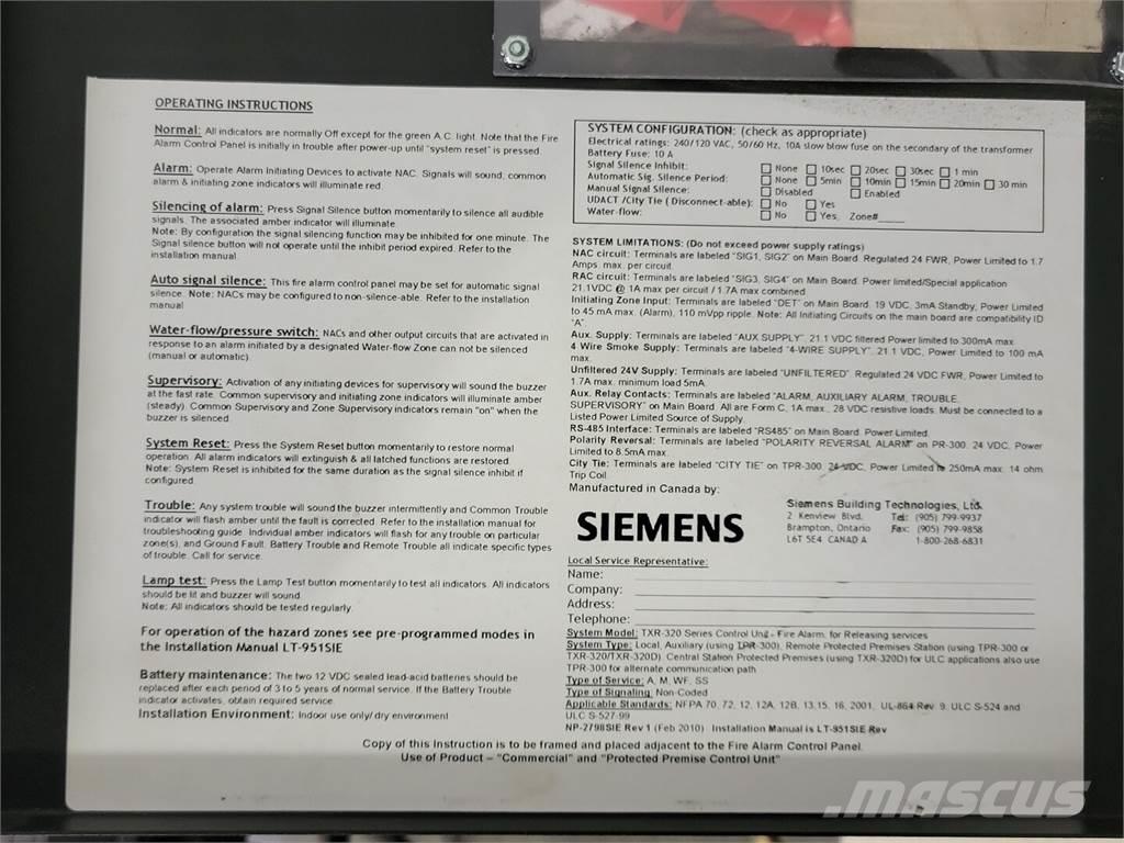 Siemens TXR-320 Muut koneet