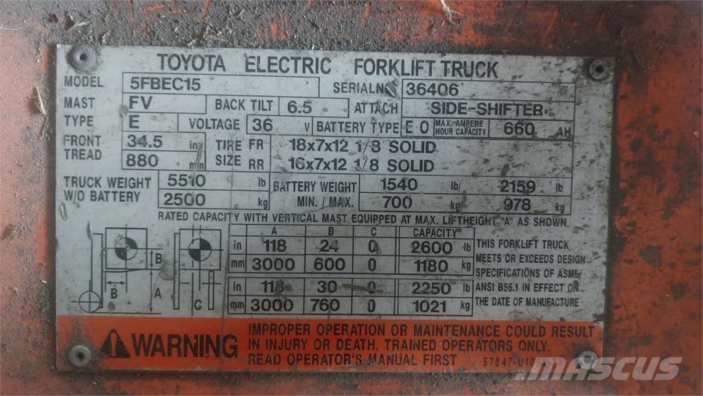 Toyota 5FBEC15 Muut koneet