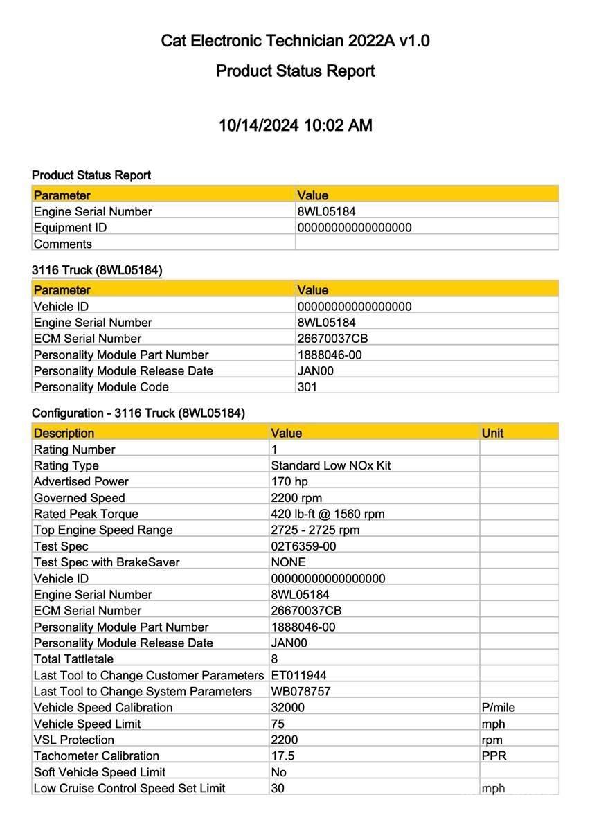 CAT 3116 Sähkö ja elektroniikka