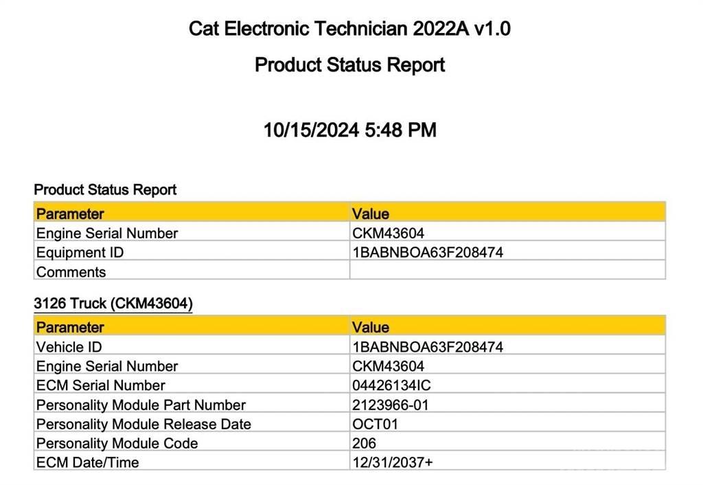 CAT 3126 Sähkö ja elektroniikka