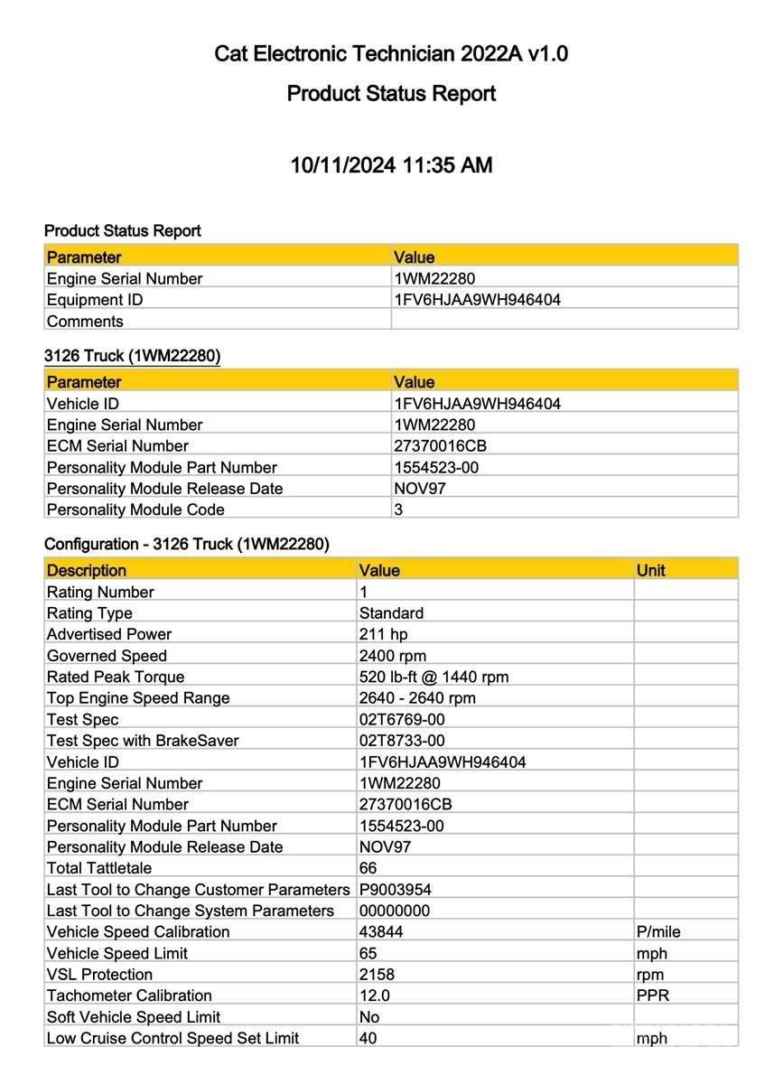CAT 3126 Sähkö ja elektroniikka