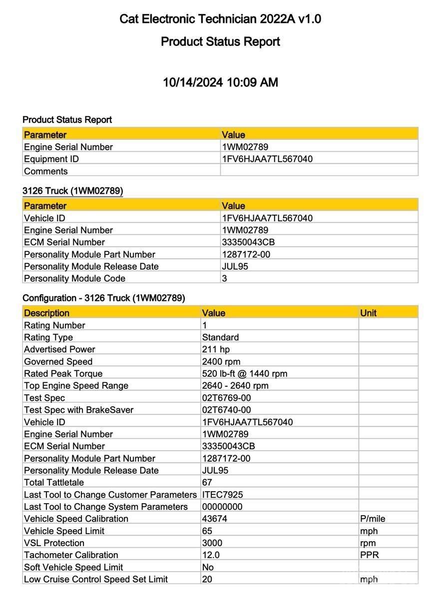CAT 3126 Sähkö ja elektroniikka