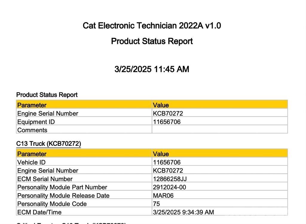CAT C13 Sähkö ja elektroniikka