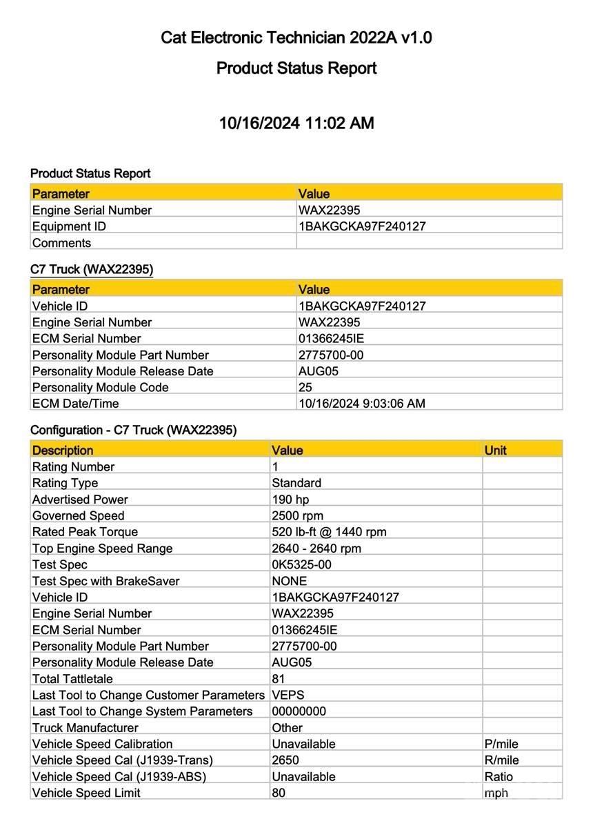 CAT C7 Sähkö ja elektroniikka