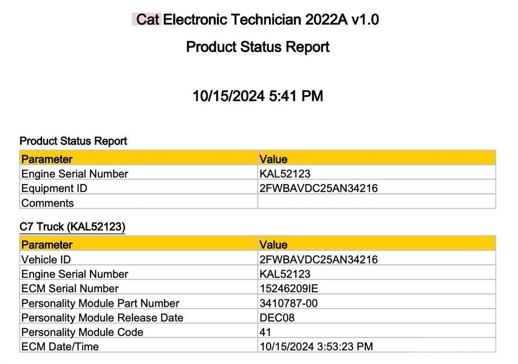 CAT C7 Sähkö ja elektroniikka
