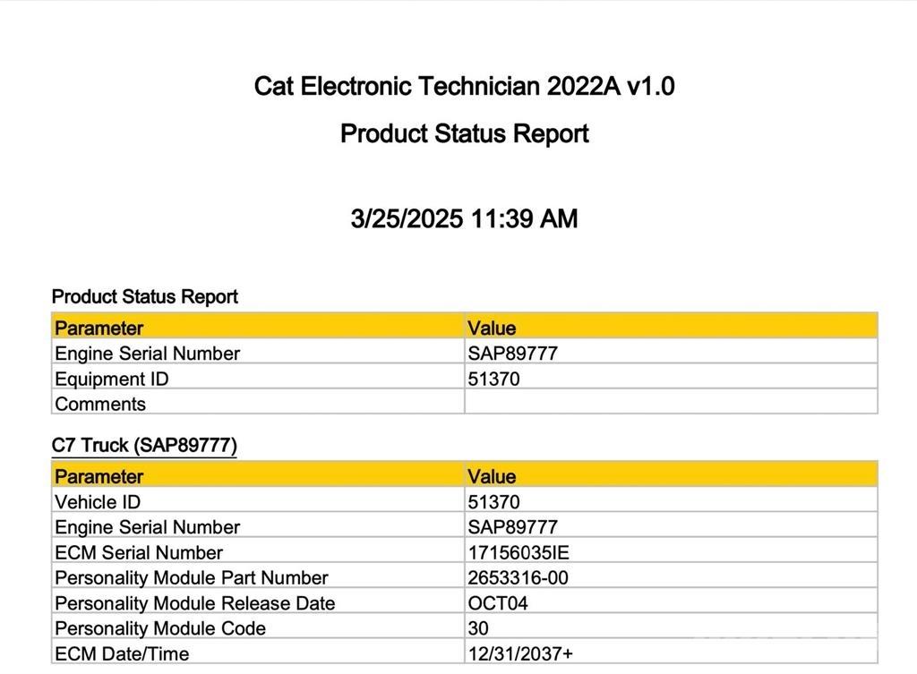 CAT C7 Sähkö ja elektroniikka
