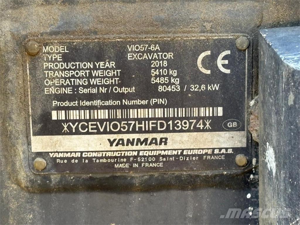 Yanmar VIO 57-6A Minikaivukoneet < 7t