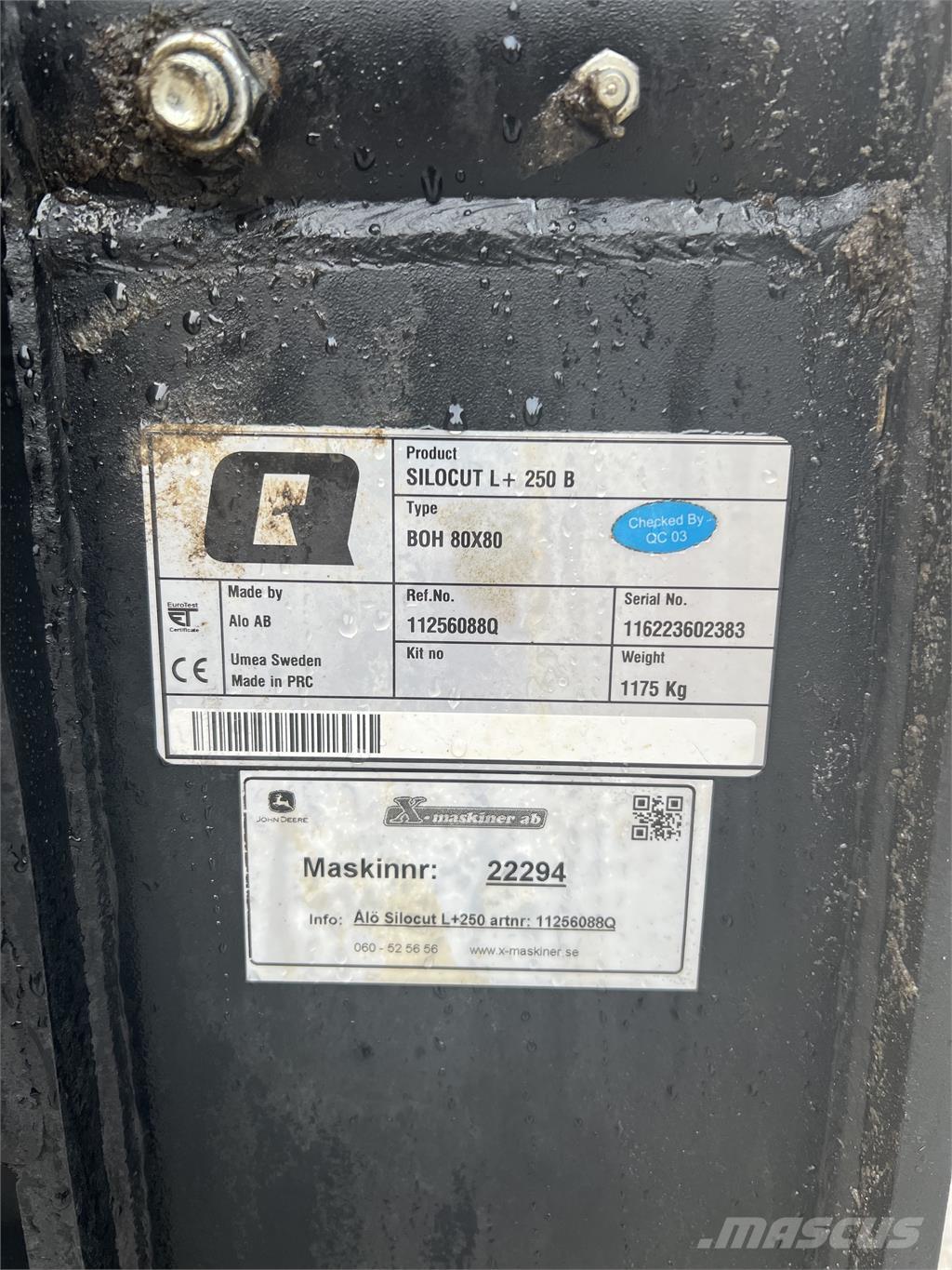 Ålö Silocut L+ 250 Muut kiinnitettävät lisäosat ja komponentit