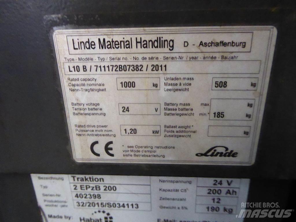 Linde L10B Käyden ajettavat pinoamistrukit