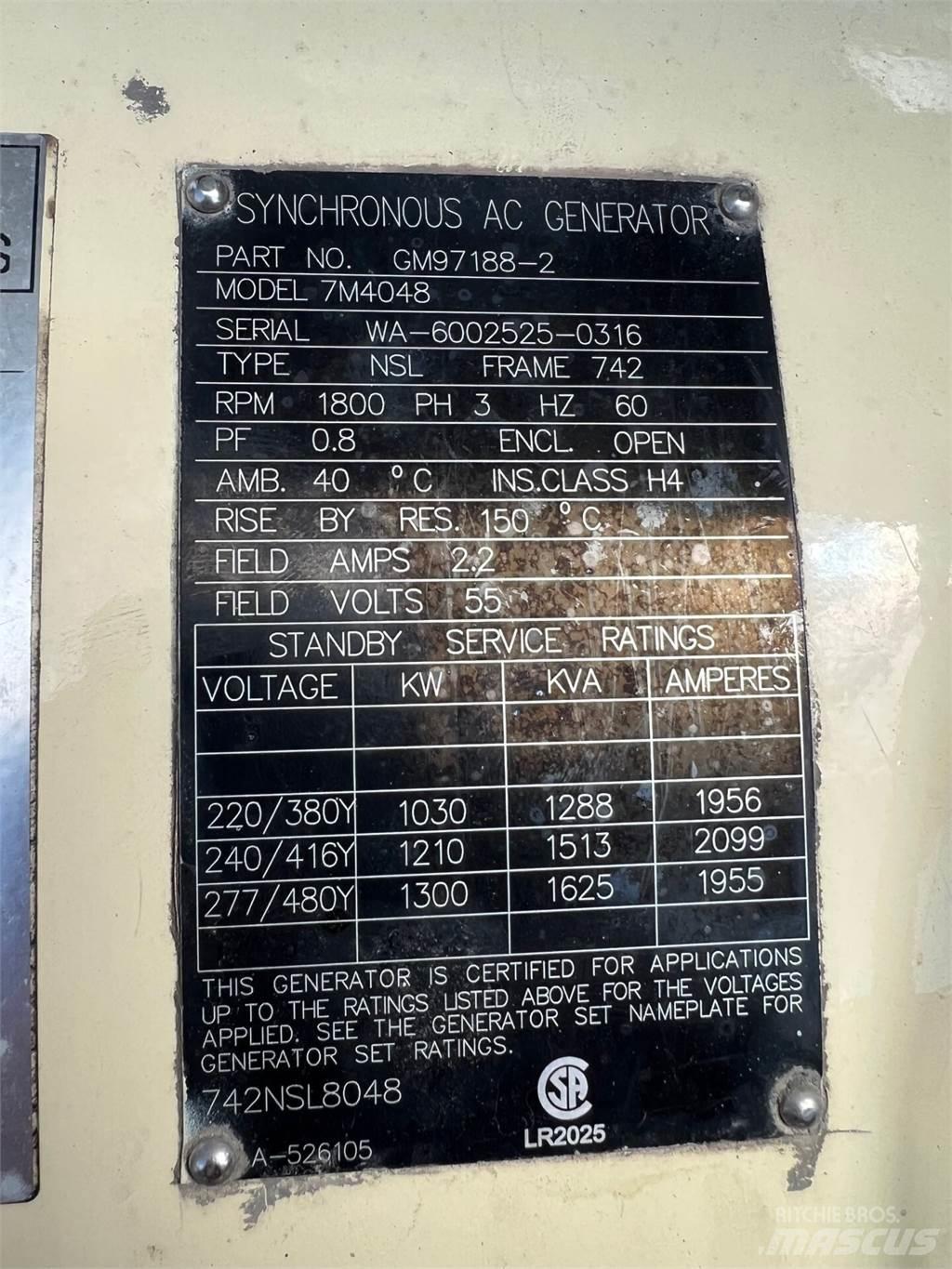 Kohler 1000kW Kaasugeneraattorit