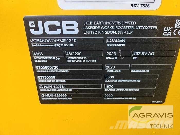 JCB 407 AGRI STUFE V Pyöräkuormaajat