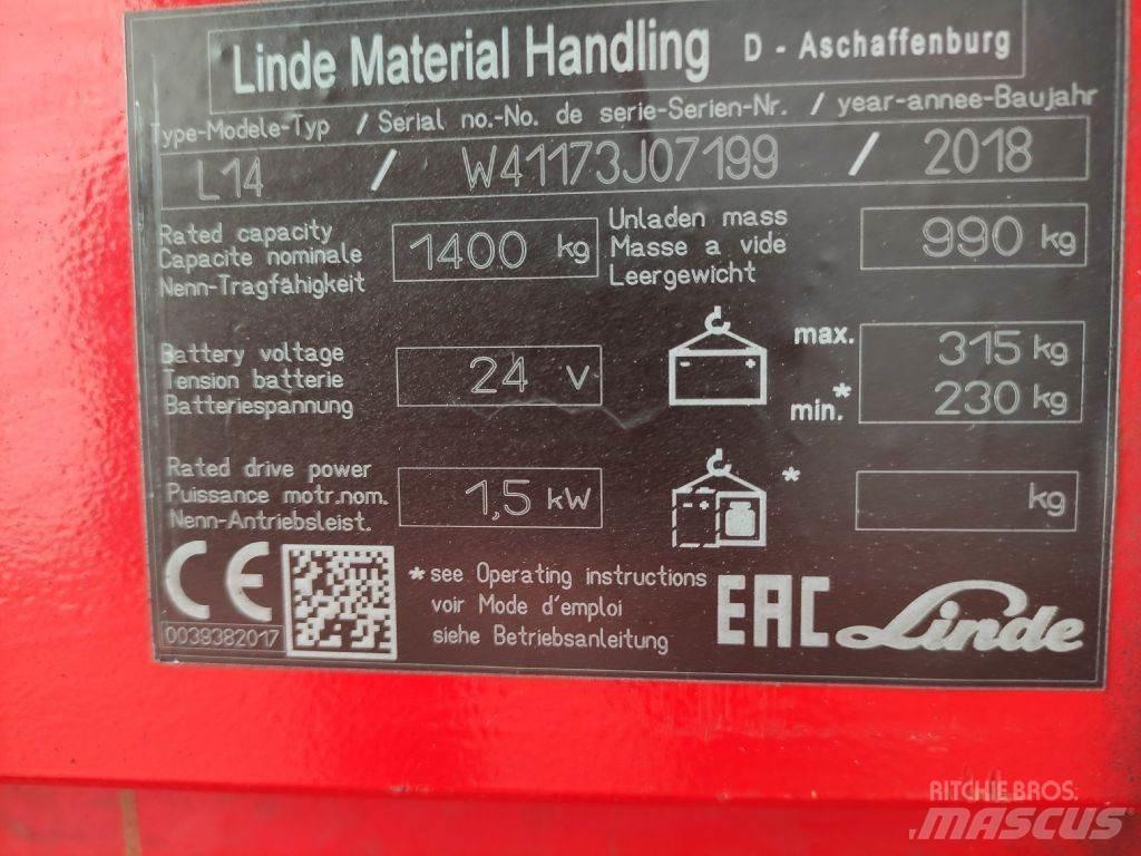 Linde L14i Käyden ajettavat pinoamistrukit