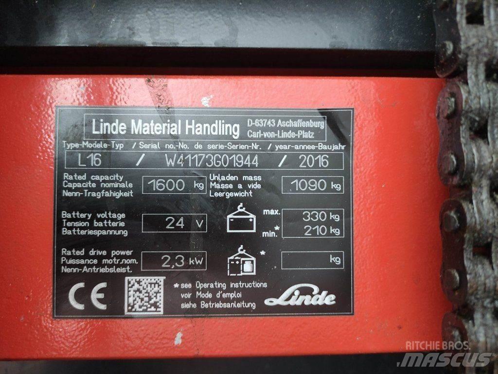 Linde L16i-1173 Käyden ajettavat pinoamistrukit