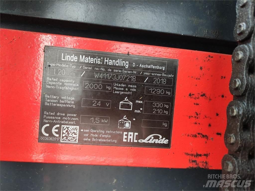 Linde L20i-1173 Käyden ajettavat pinoamistrukit
