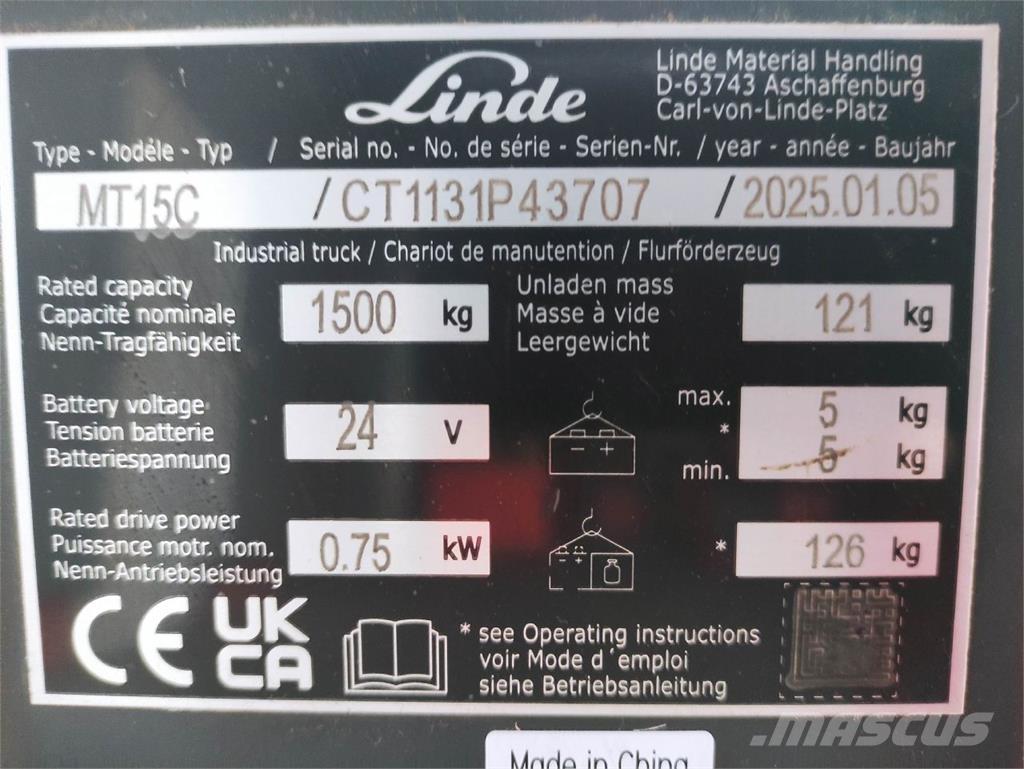 Linde MT15C Lavansiirtotrukit