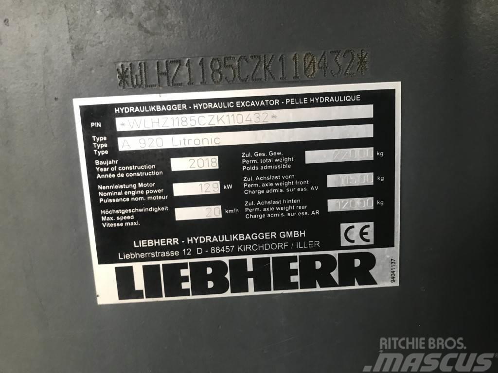 Liebherr A 920 Litronic Pyöräkaivukoneet
