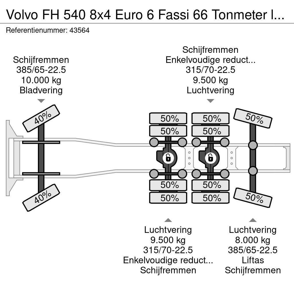Volvo FH 540 8x4 Euro 6 Fassi 66 Tonmeter laadkraan + Fl Vetopöytäautot