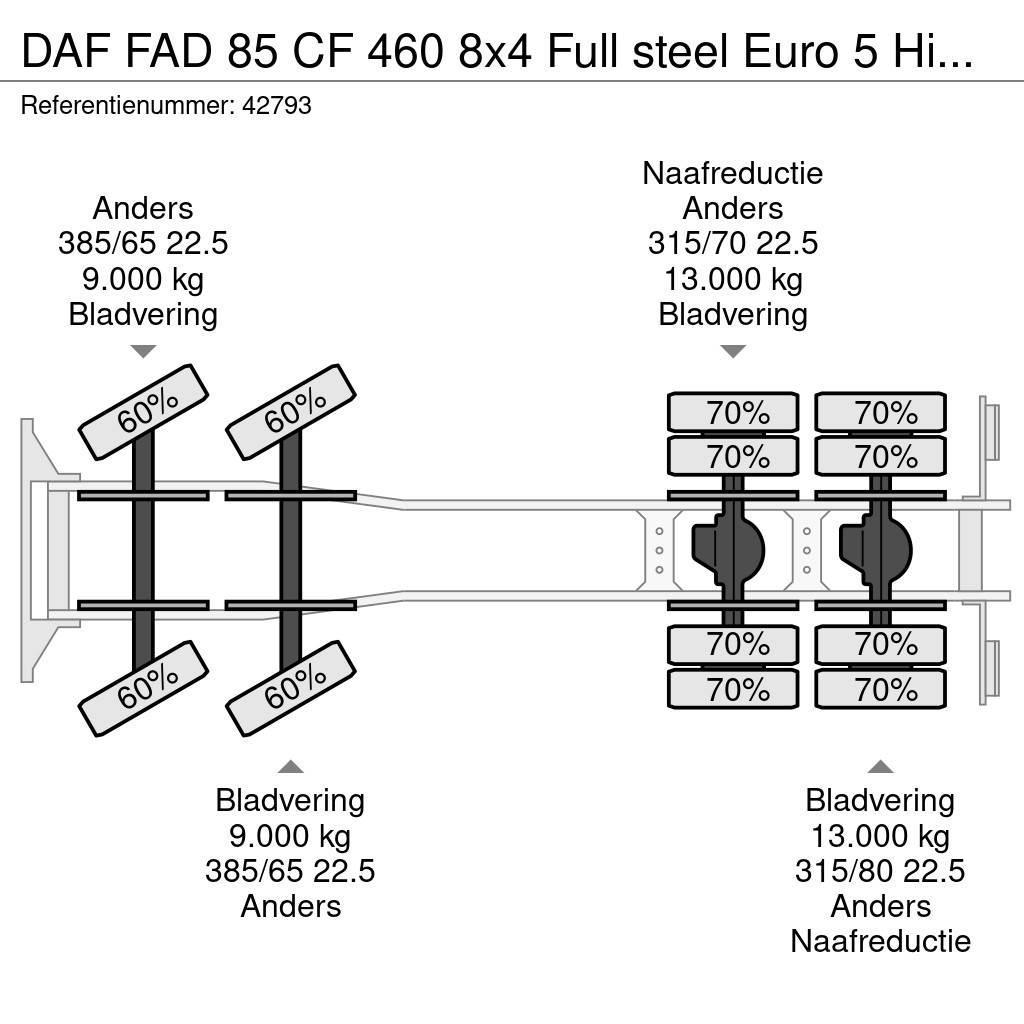 DAF FAD 85 CF 460 8x4 Full steel Euro 5 Hiab 20 Tonmet Koukkulava kuorma-autot