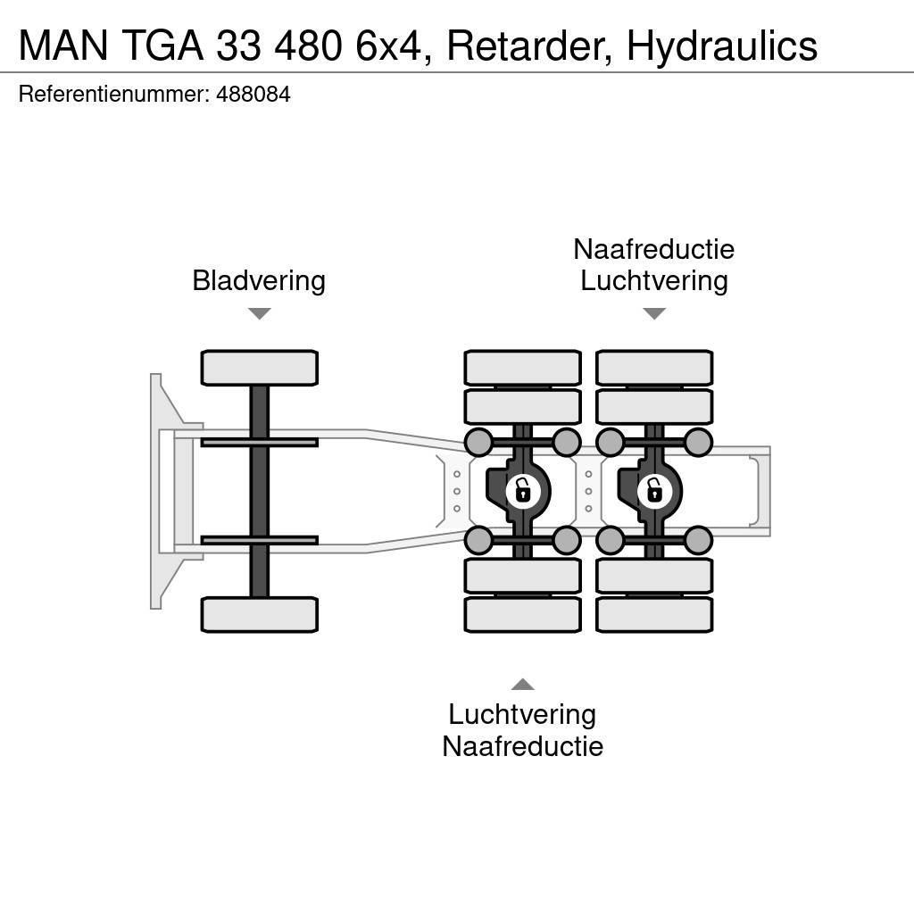 MAN TGA 33 480 6x4, Retarder, Hydraulics Vetopöytäautot