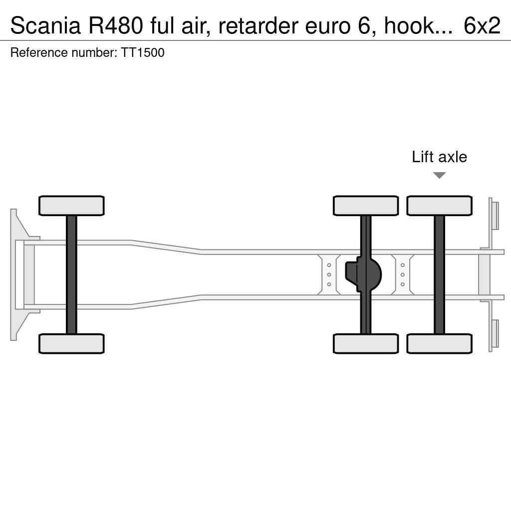 Scania R480 ful air, retarder euro 6, hooklift Koukkulava kuorma-autot
