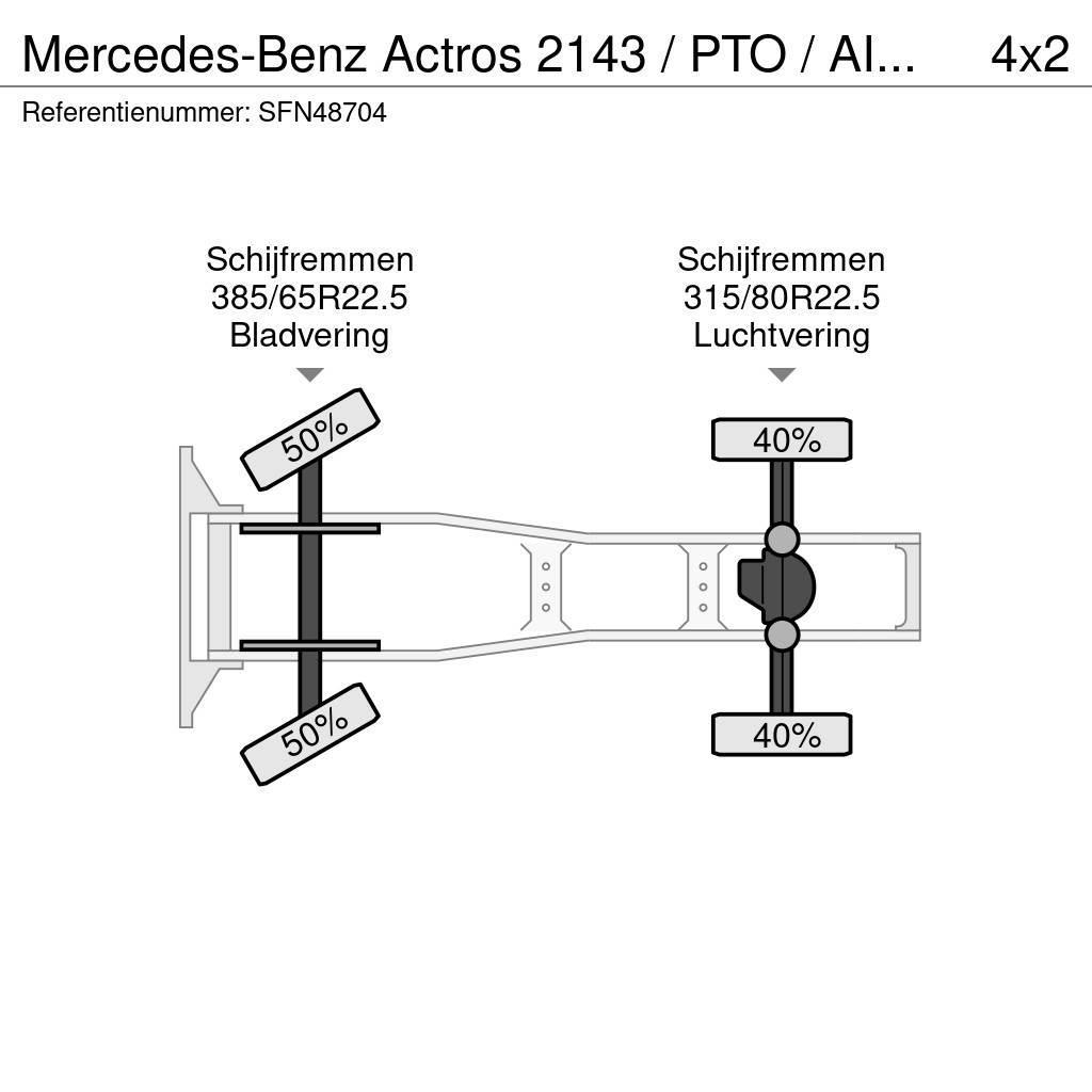 Mercedes-Benz Actros 2143 / PTO / AIRCO/ 10 ton vooras Vetopöytäautot