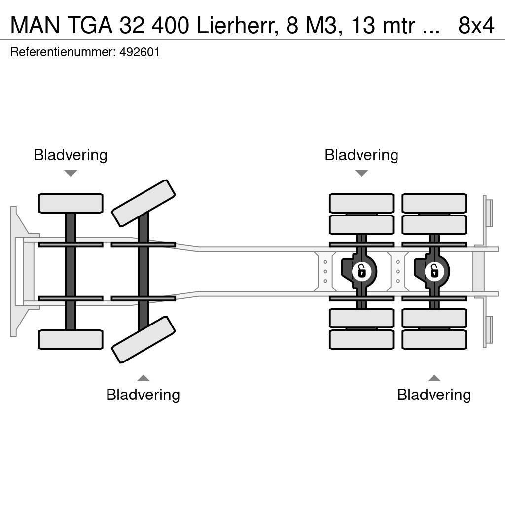 MAN TGA 32 400 Lierherr, 8 M3, 13 mtr belt, Remote Betonikuorma-autot