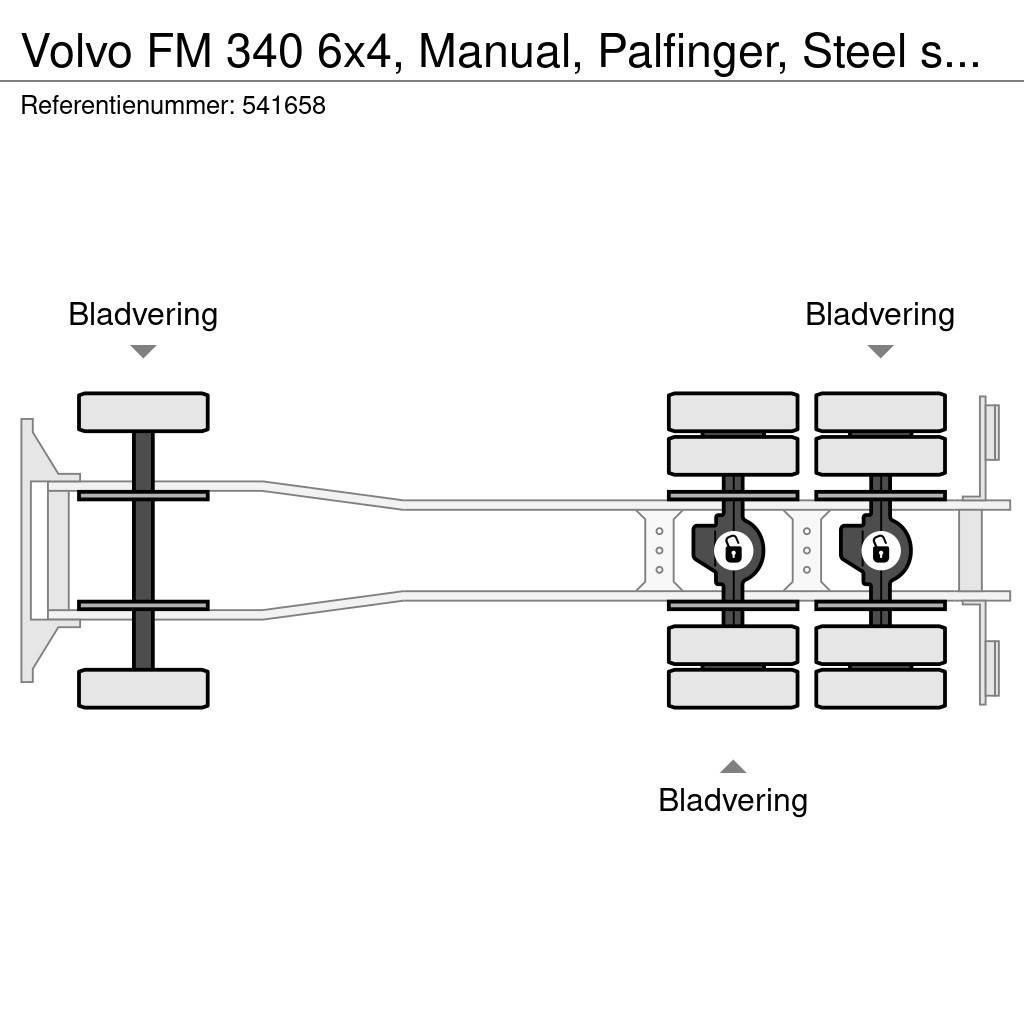 Volvo FM 340 6x4, Manual, Palfinger, Steel suspension Lava-kuorma-autot