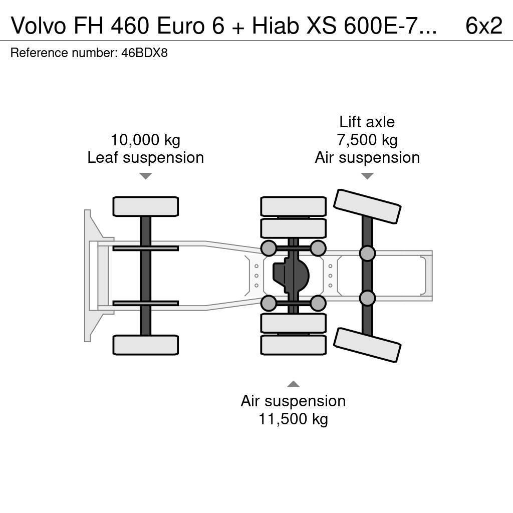 Volvo FH 460 Euro 6 + Hiab XS 600E-7 Hipro + Jib 135X-4 Vetopöytäautot
