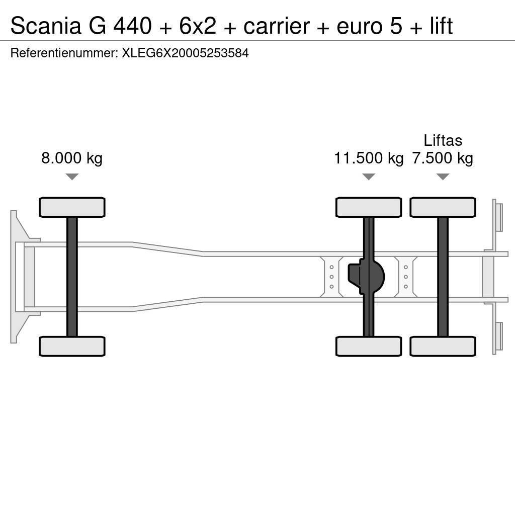 Scania G 440 + 6x2 + carrier + euro 5 + lift Kylmä-/Lämpökori kuorma-autot