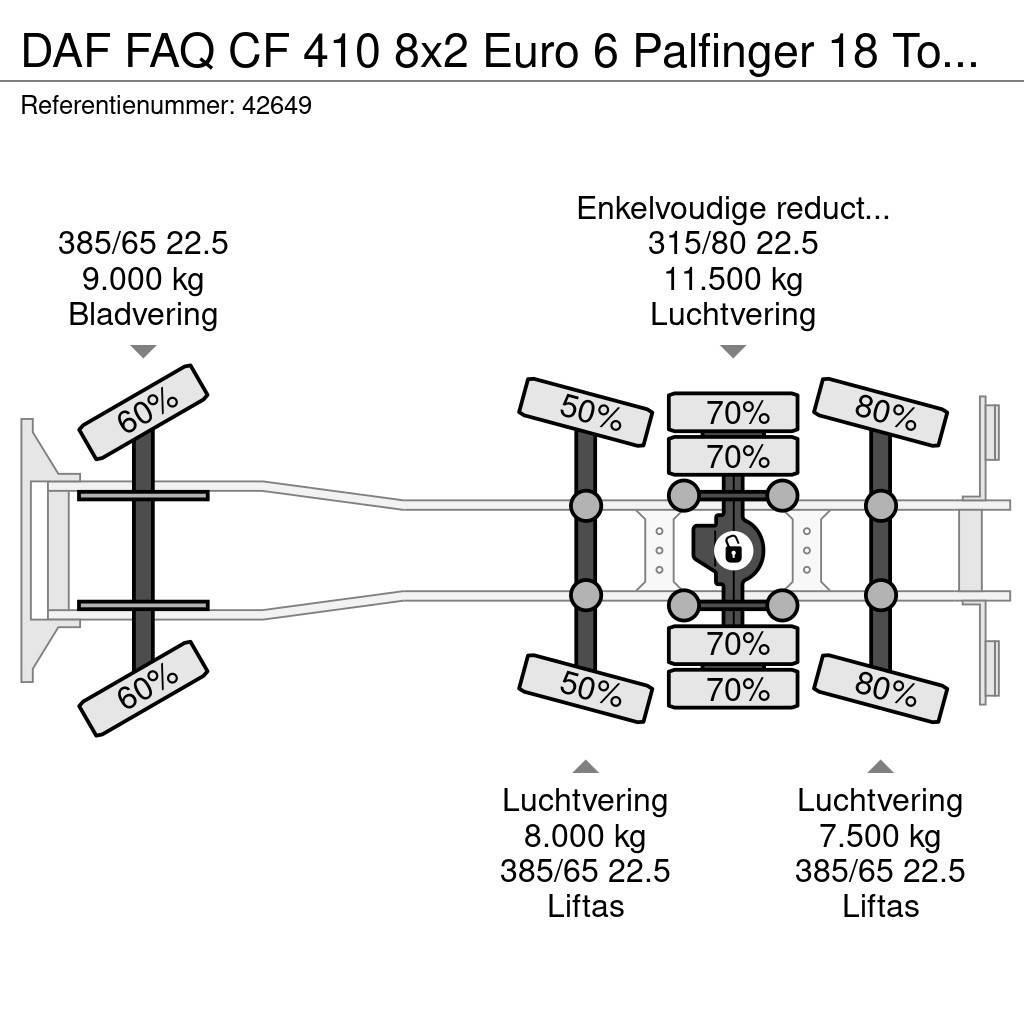 DAF FAQ CF 410 8x2 Euro 6 Palfinger 18 Tonmeter Z-kraa Koukkulava kuorma-autot