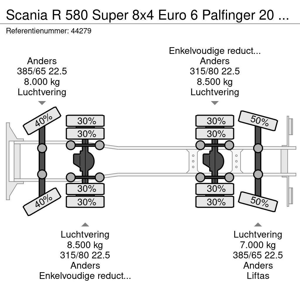 Scania R 580 Super 8x4 Euro 6 Palfinger 20 Ton haakarmsys Koukkulava kuorma-autot