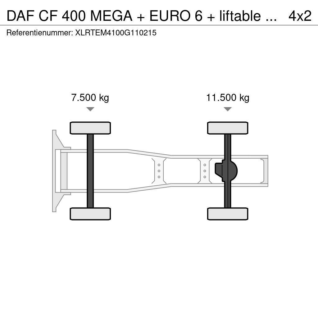 DAF CF 400 MEGA + EURO 6 + liftable 5th wheel Vetopöytäautot