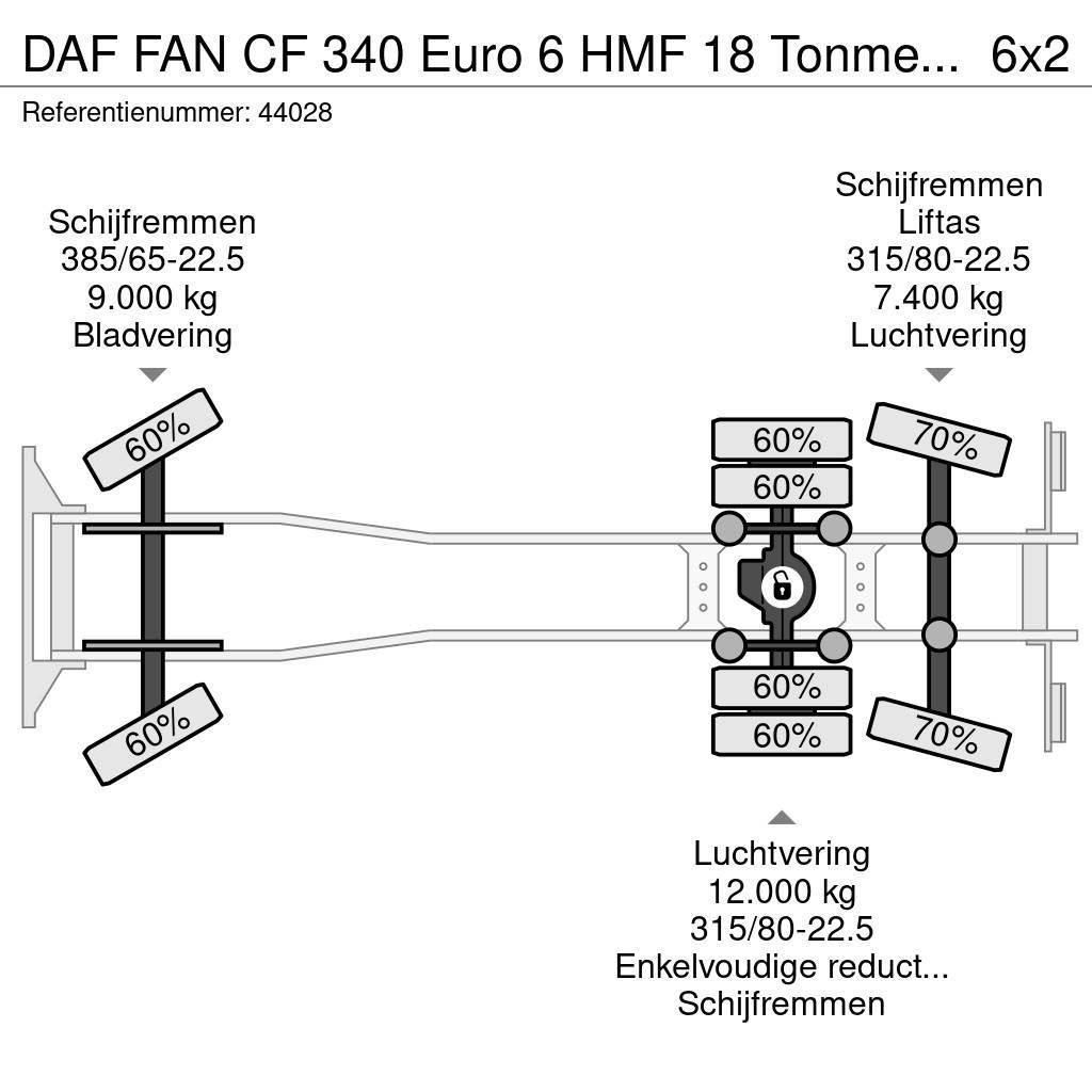 DAF FAN CF 340 Euro 6 HMF 18 Tonmeter laadkraan met li Koukkulava kuorma-autot