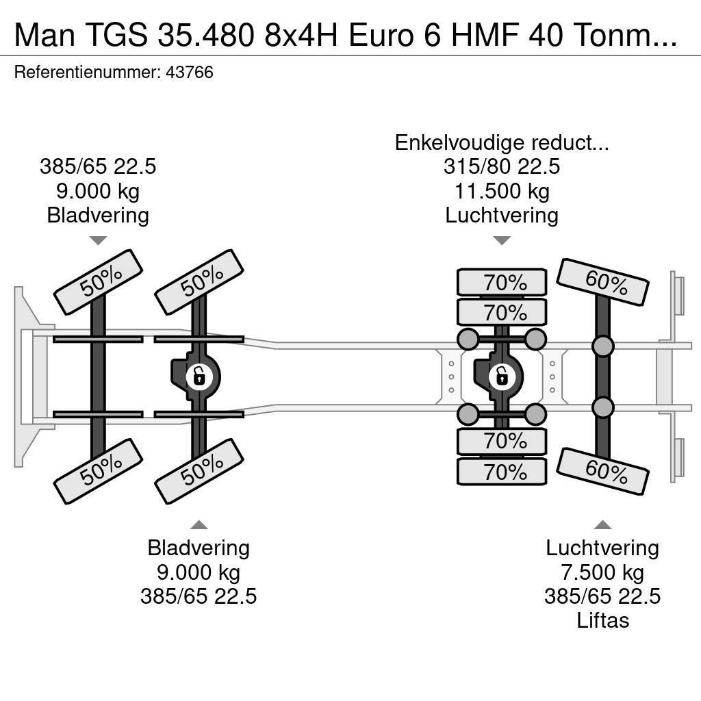 MAN TGS 35.480 8x4H Euro 6 HMF 40 Tonmeter laadkraan + Mobiilinosturit