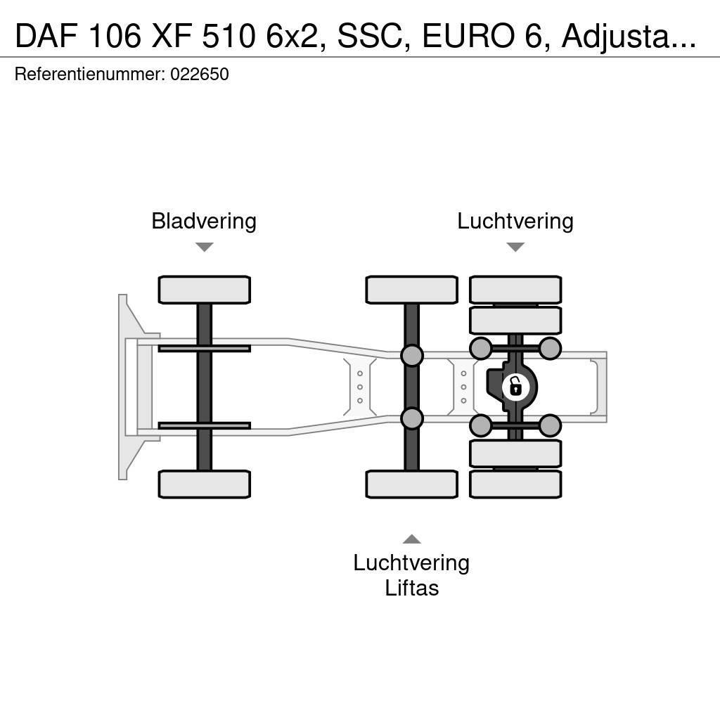 DAF 106 XF 510 6x2, SSC, EURO 6, Adjustable fifth whee Vetopöytäautot