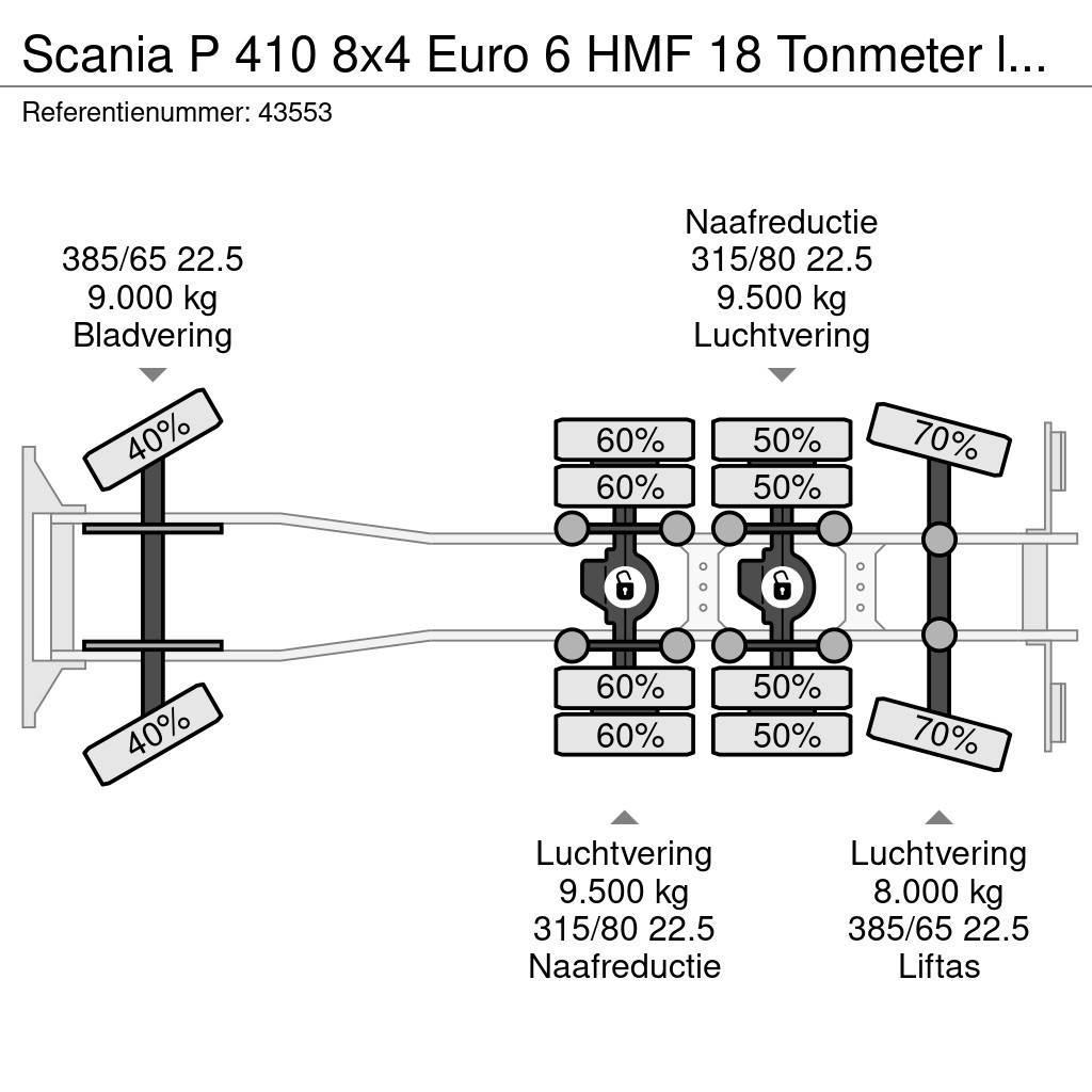 Scania P 410 8x4 Euro 6 HMF 18 Tonmeter laadkraan Sora- ja kippiautot