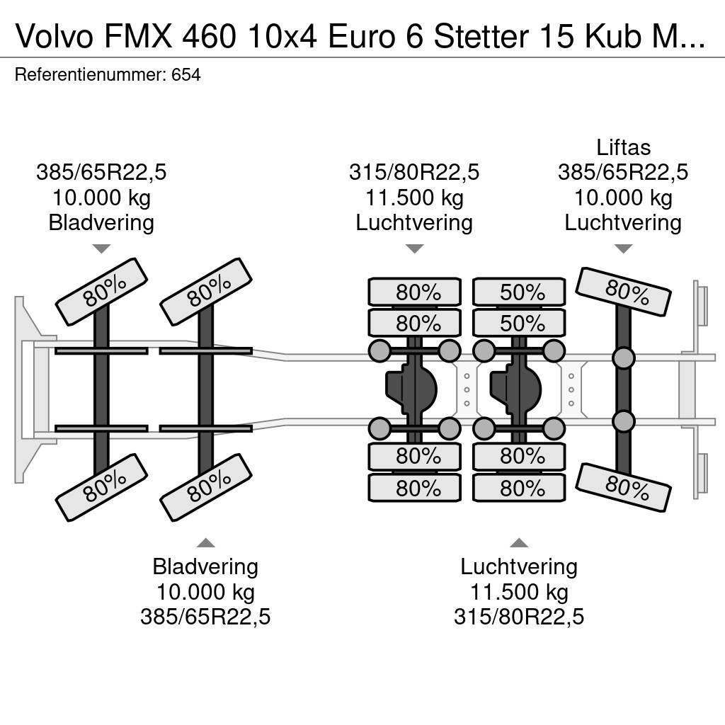 Volvo FMX 460 10x4 Euro 6 Stetter 15 Kub Mixer 9 Pieces Betonikuorma-autot