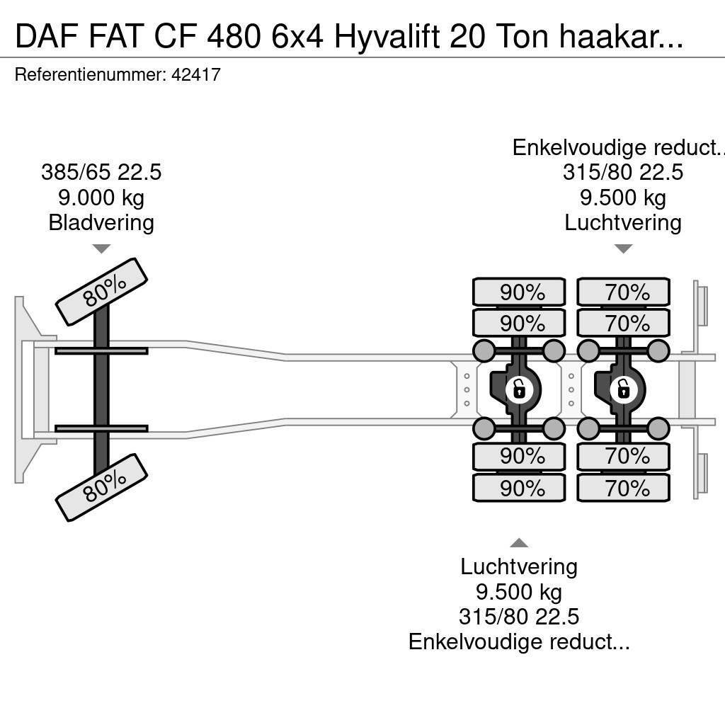 DAF FAT CF 480 6x4 Hyvalift 20 Ton haakarmsysteem Koukkulava kuorma-autot