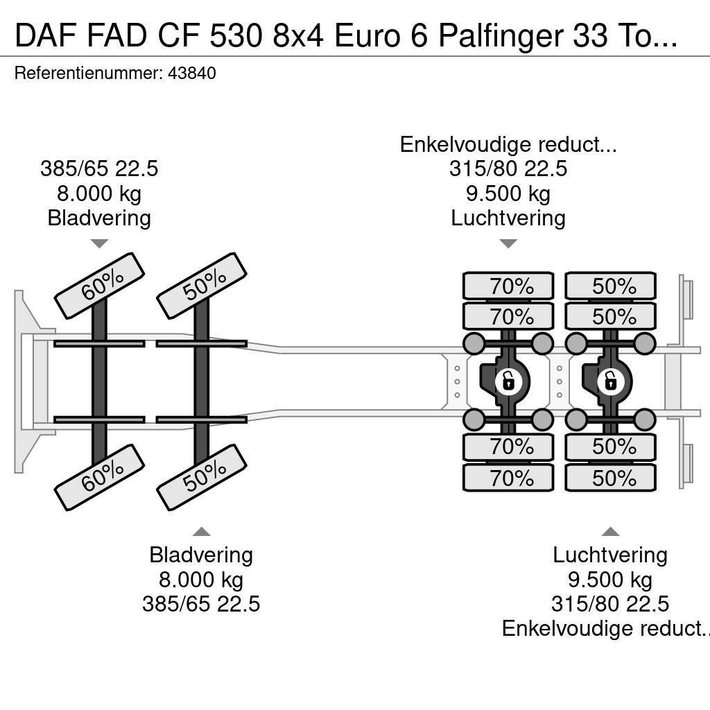 DAF FAD CF 530 8x4 Euro 6 Palfinger 33 Tonmeter laadkr Koukkulava kuorma-autot