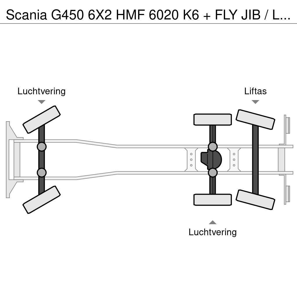 Scania G450 6X2 HMF 6020 K6 + FLY JIB / LIER / WINCH / 60 Mobiilinosturit