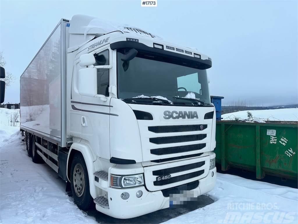 Scania G450 6x2 Box truck w/ fridge/freezer unit. Umpikorikuorma-autot