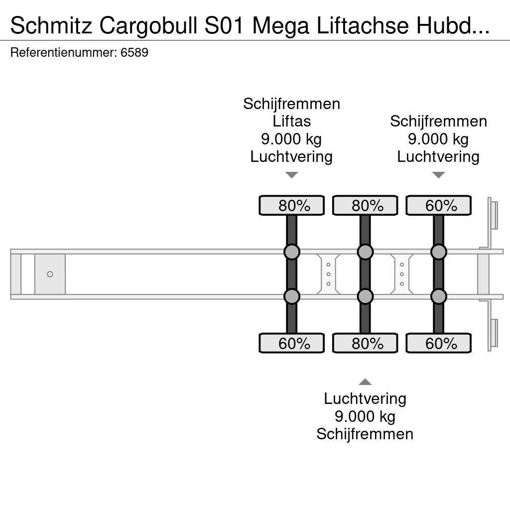 Schmitz Cargobull S01 Mega Liftachse Hubdach/Hefdak Top condition Pressukapellipuoliperävaunut