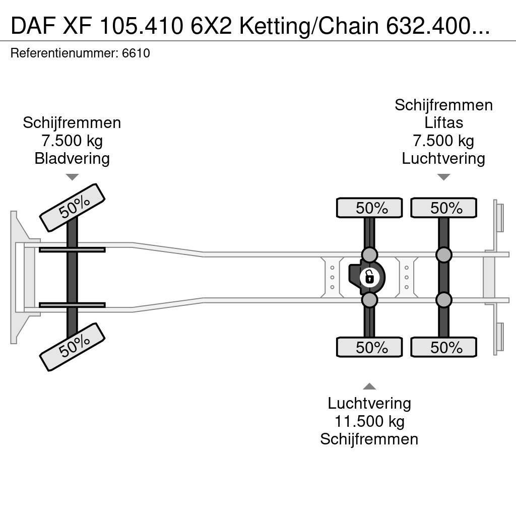 DAF XF 105.410 6X2 Ketting/Chain 632.400KM NL Truck Koukkulava kuorma-autot